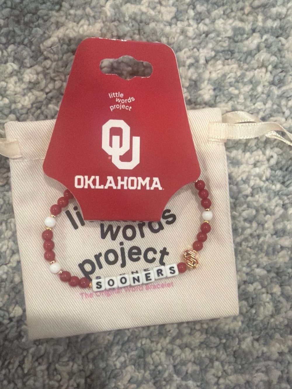 Oklahoma Sooners Red Beaded Bracelet little words